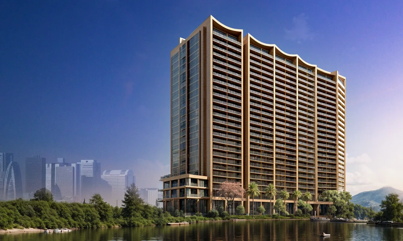 Godrej Sora towers at sunset